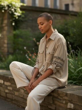 Miss Me Womens Khaki  Button Down Collared Shirt Embellished sz S